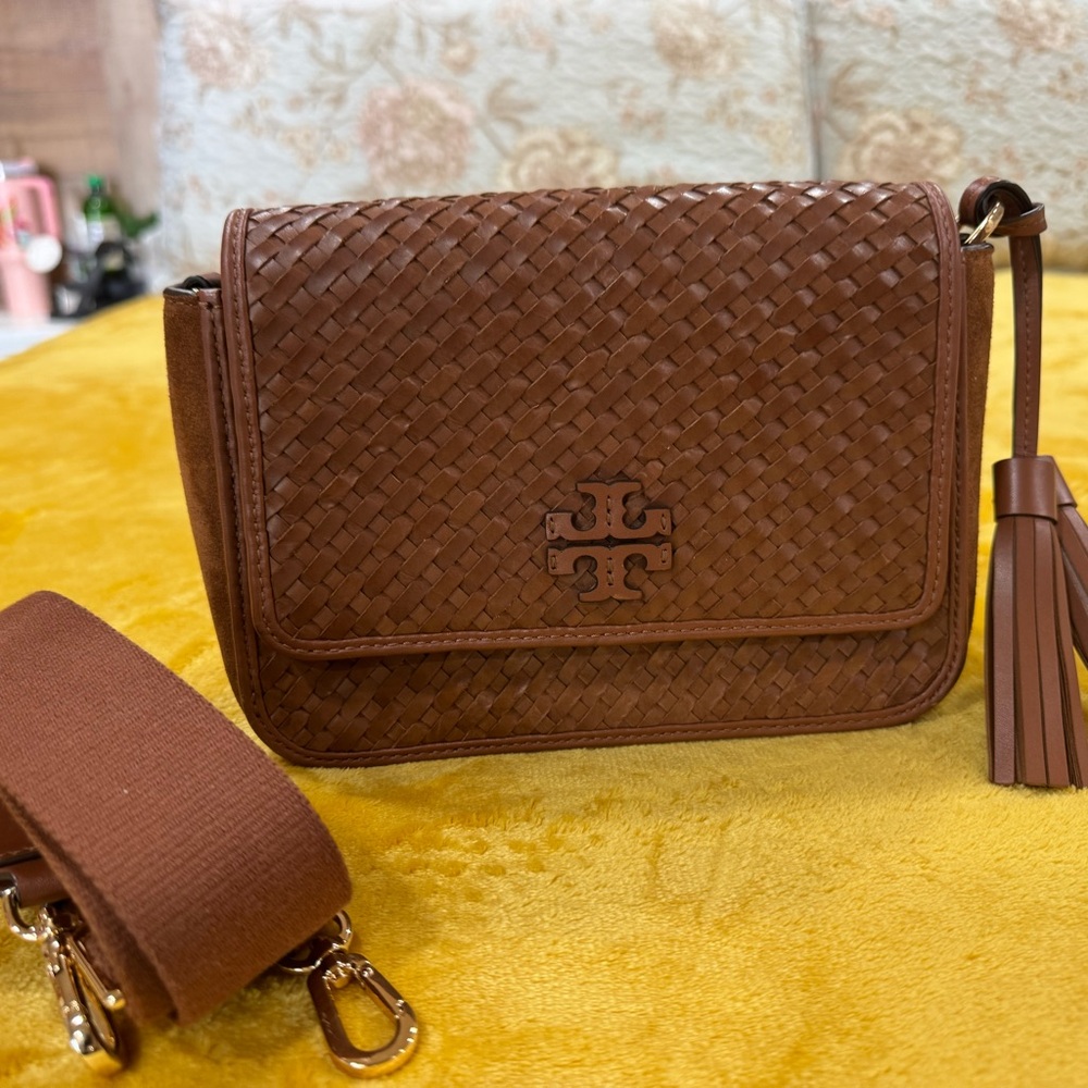 Tory Burch Brown Quilted Crossbody Bag